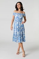 Off Shoulder Tiered Midi Dress
