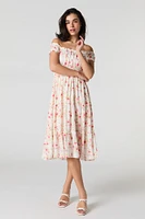 Off Shoulder Tiered Midi Dress