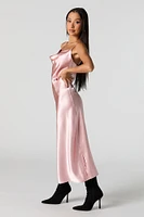 Satin Cowl Neck Midi Dress