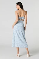 Robe midi fleurie avec fente latérale