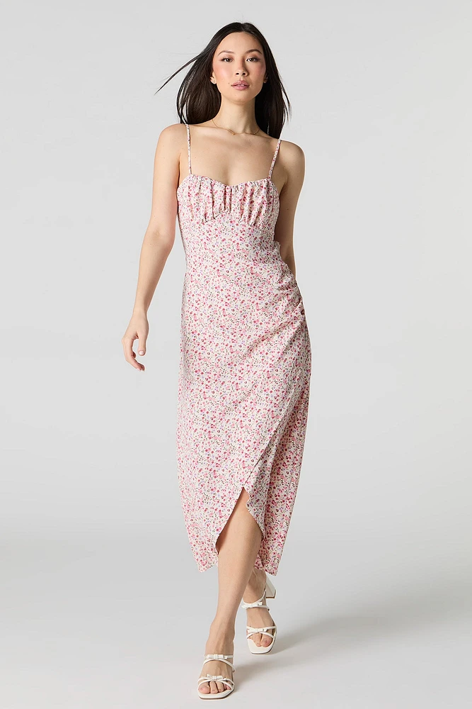 Floral Side Slit Midi Dress