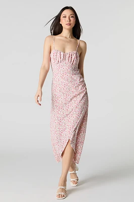 Floral Side Slit Midi Dress