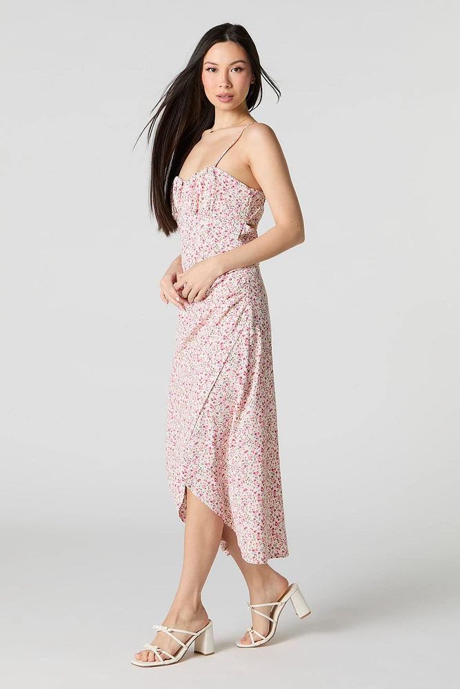 Floral Side Slit Midi Dress