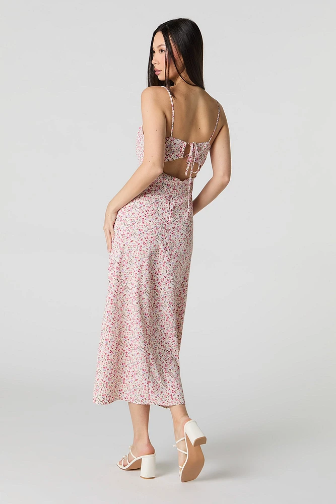 Floral Side Slit Midi Dress