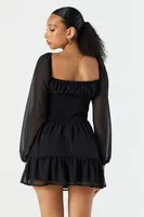 Chiffon Milkmaid Long Sleeve Dress