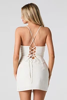 Minirobe en mélange de lin lacée au dos