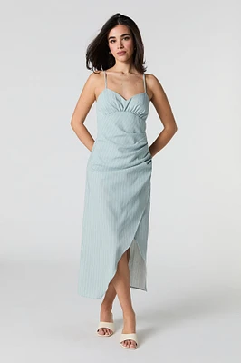 Linen-Blend Strappy Back Midi Slit Dress