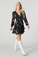 Floral Chiffon Long Sleeve Mini Dress