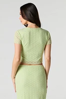 Floral Lace Short Sleeve Crop Top