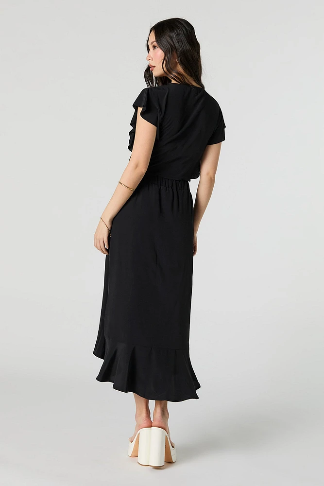 Asymmetrical Ruffled Midi Skirt