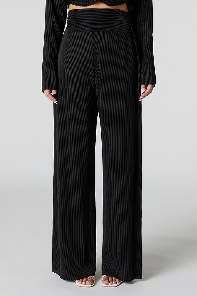 Accordion Pleated Wide Leg Pant