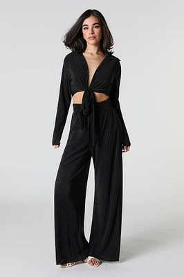 Accordion Pleated Wide Leg Pant