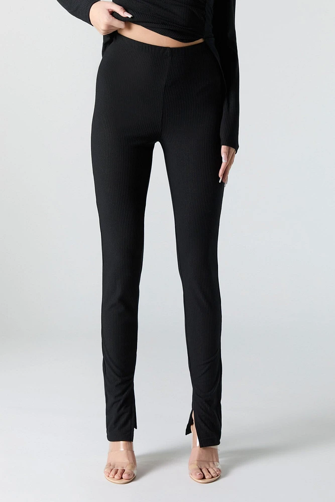 Ribbed Slit Legging