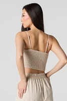Camisole en mélange de lin avec ouverture goutte et taille coulissante