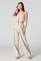 Camisole en mélange de lin avec ouverture goutte et taille coulissante