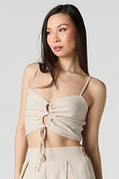 Camisole en mélange de lin avec ouverture goutte et taille coulissante