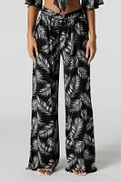 Leaf Print Wide Leg Pant