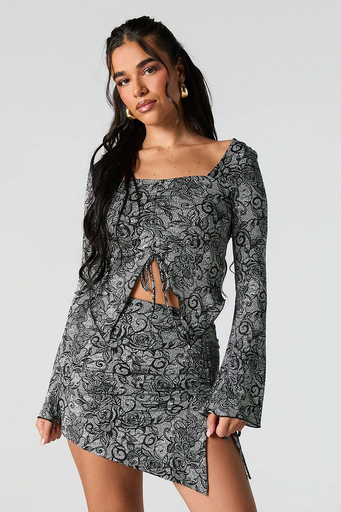 Drawstring Asymmetrical Mini Skirt