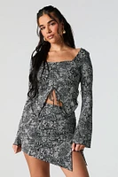 Drawstring Asymmetrical Mini Skirt