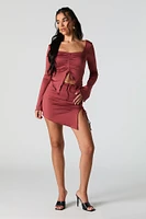Drawstring Asymmetrical Mini Skirt