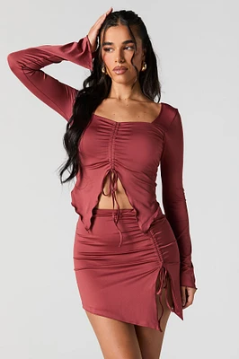 Drawstring Asymmetrical Mini Skirt