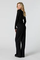 Ribbed Knit Wide Leg Pant