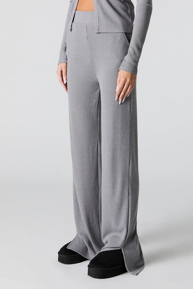 Pantalon en tricot côtelé à jambe large