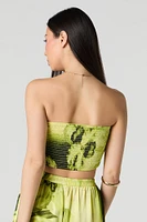 Satin Pleated Cropped Tube Top