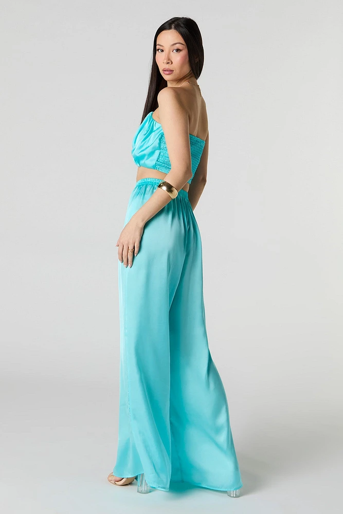 Pantalon à jambe large en satin