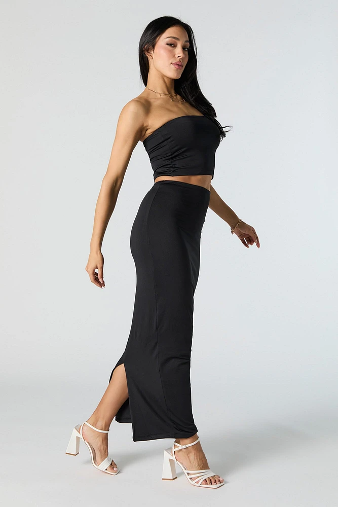 Contour Slit Back Maxi Skirt