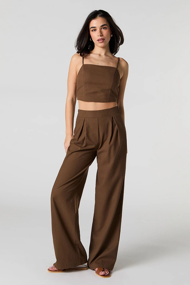 Linen Pleated Wide Leg Pant