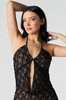 Floral Lace Flyaway Halter Top