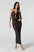 Floral Lace Flyaway Halter Top