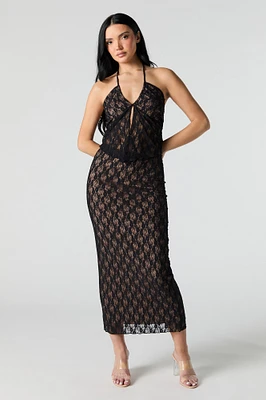 Floral Lace Midi Skirt