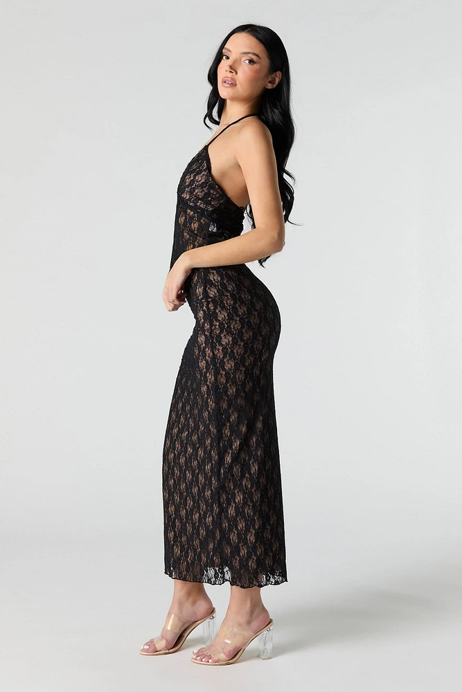 Floral Lace Midi Skirt