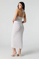 Jupe midi en dentelle fleurie
