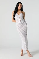 Jupe midi en dentelle fleurie