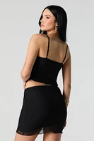 Mesh Lace Trim Mini Skirt