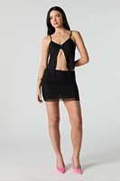Mesh Lace Trim Mini Skirt