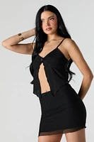 Mesh Lace Trim Mini Skirt