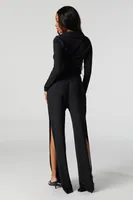 Textured Slit Palazzo Pant