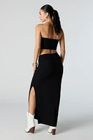 Ribbed Slit Maxi Skirt