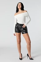 Faux Leather Belted Short