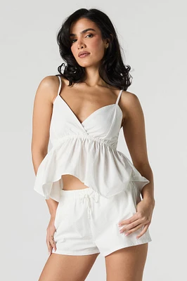 Short mi-taille texturé à taille coulissante