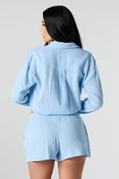 Textured Elastic Waist Short
