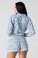 Textured Elastic Waist Short