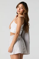 Poplin Striped Drawstring Short