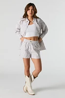 Poplin Striped Drawstring Short