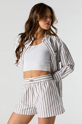 Poplin Striped Drawstring Short