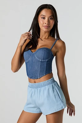 Short en denim avec taille élastique